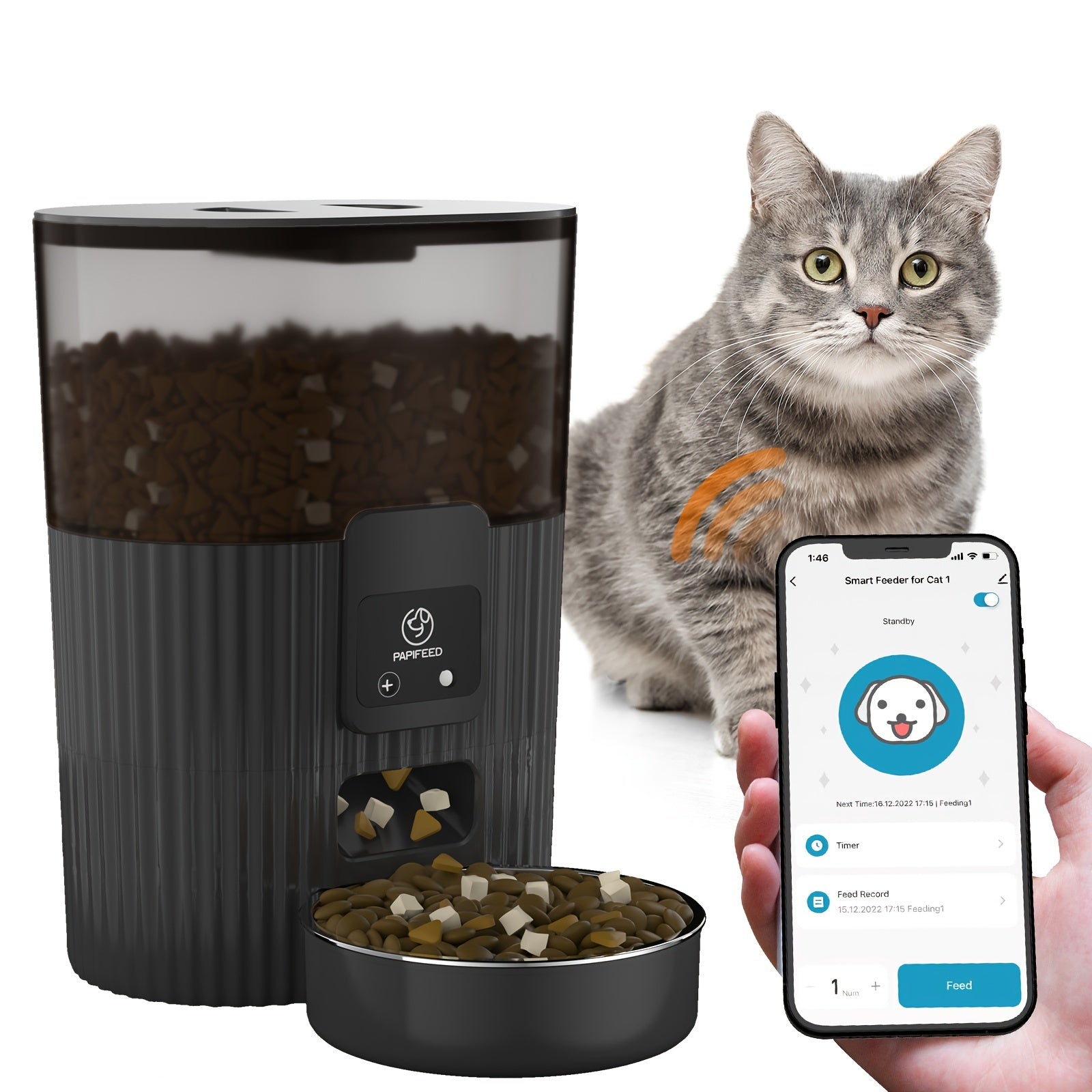 🐾 PAPIFEED Automatic Cat Feeder – Smart Feeding, Happy Pet